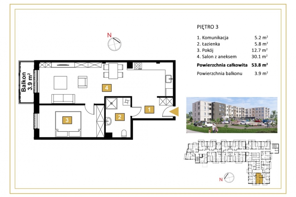 2 pokojowe mieszkanie z balkonem 6,2m2